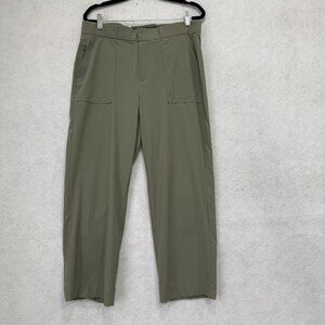 Athleta Pants Womens 10 Gray Stretch Wide Leg Cropped Utility Pockets Travel
